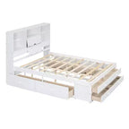 Lit plateforme queen/king size en bois de pin avec tête de lit de rangement et 8 tiroirs - ModernLuxe