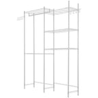 VIYET 5-Tier Over Washer Dryer Storage Shelf, Adjustable with Hanger Rod & Hooks, White Laundry Space Saver