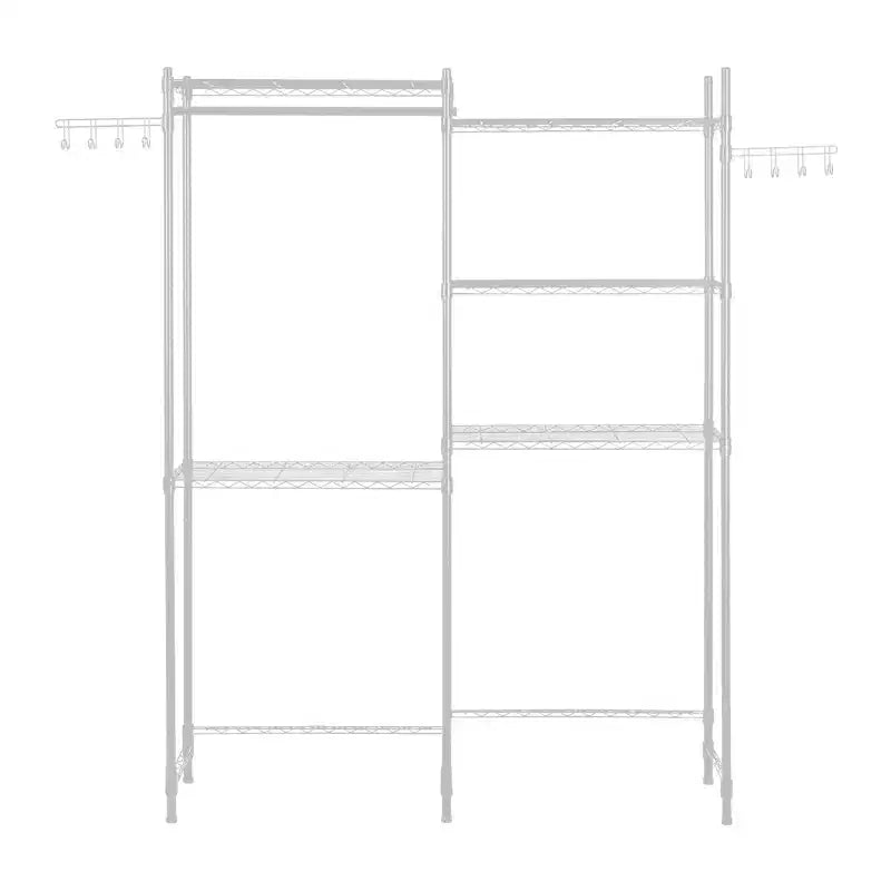Étagère de rangement VIYET à 5 niveaux pour machine à laver et sèche-linge, réglable avec tringle et crochets, blanc, gain de place pour buanderie