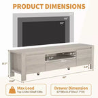 Meuble TV de 55 po avec portes et armoire, meuble de divertissement style rustique, support de divertissement pour téléviseurs jusqu'à 60 po, console TV pour salon, chambre à coucher