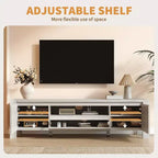 Meuble TV de 55 po avec portes et armoire, meuble de divertissement style rustique, support de divertissement pour téléviseurs jusqu'à 60 po, console TV pour salon, chambre à coucher