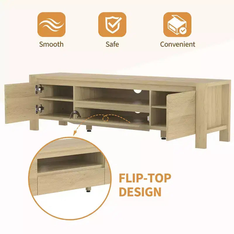 Meuble TV de 55 po avec portes et armoire, meuble de divertissement style rustique, support de divertissement pour téléviseurs jusqu'à 60 po, console TV pour salon, chambre à coucher