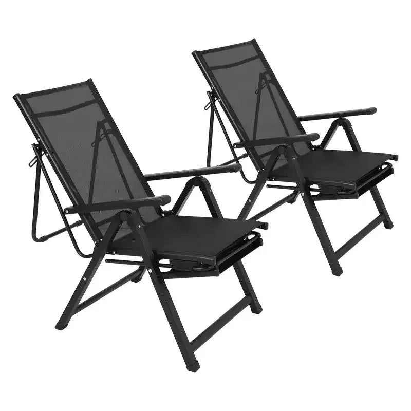 Chaise longue de patio inclinable 10 positions avec repose-pieds, chaise longue d'extérieur pliante robuste, chaise de camping réglable pour jardin/terrasse/pelouse, noire