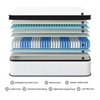 Matelas hybride King Size 30 cm, Moelleux Ferme, Ressorts ensachés individuels, Mousse à mémoire de forme CertiPUR-US