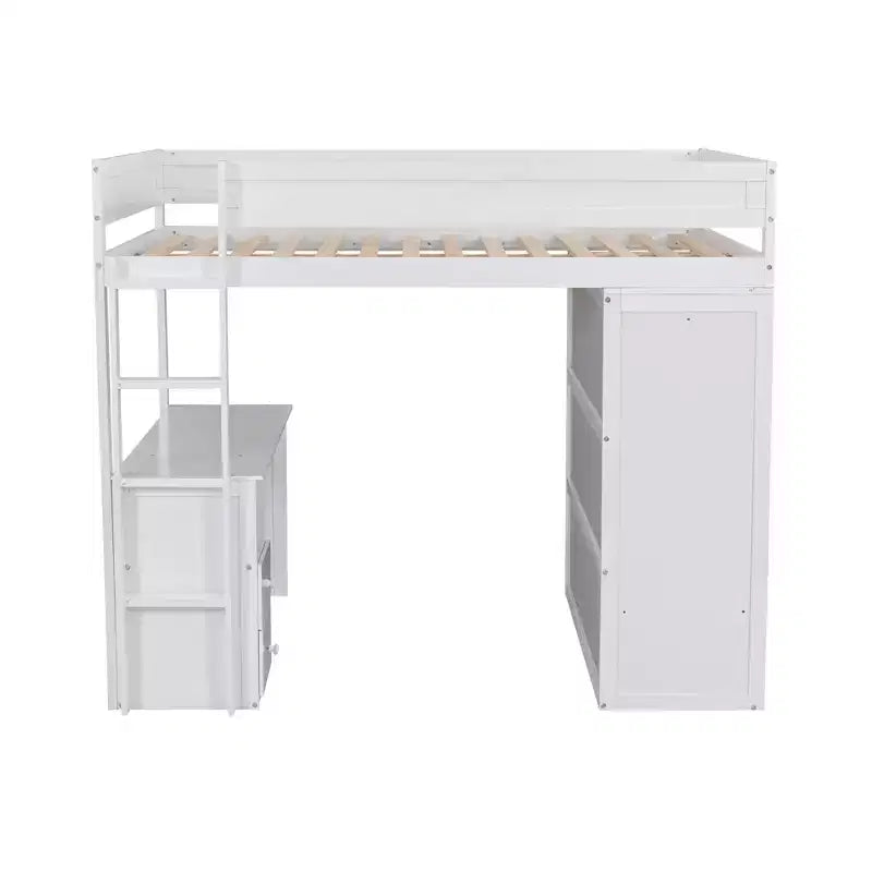 Lit mezzanine Phillips GDFStudio avec armoires et bureau à 2 tiroirs avec rangement