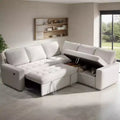 Dyonery 5 Seat L-Shaped Modular Sectional Sleeper Sofa Bed with Pull Out Bed/Reclining Backrest/USB/Storage Seat,Tool-Free Assembly