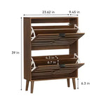 TUYOHW Armoire à chaussures en noyer, Meuble à chaussures moderne style ferme avec tiroirs à abattant, étagères réglables et dispositif anti-basculement, 31,5/23,62