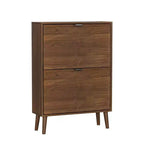 TUYOHW Armoire à chaussures en noyer, Meuble à chaussures moderne style ferme avec tiroirs à abattant, étagères réglables et dispositif anti-basculement, 31,5/23,62