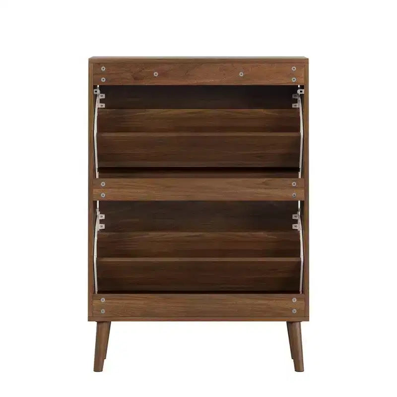 TUYOHW Armoire à chaussures en noyer, Meuble à chaussures moderne style ferme avec tiroirs à abattant, étagères réglables et dispositif anti-basculement, 31,5/23,62
