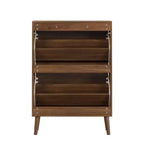 TUYOHW Armoire à chaussures en noyer, Meuble à chaussures moderne style ferme avec tiroirs à abattant, étagères réglables et dispositif anti-basculement, 31,5/23,62