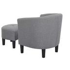 Ensemble fauteuil baril et ottoman TUYOHW, fauteuil d'appoint rembourré en polyester avec coussin capitonné, pieds en plastique noir, fauteuil rond classique pour salon