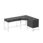 Hitow L-Shaped Office Desk, Home/Commercial Workstation,Metal Frame + 5-Drawer+ 150LBS Load Capacity,Corner Writing Desk