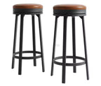 Tabourets de bar pivotants, Fer + MDF, 2 pièces