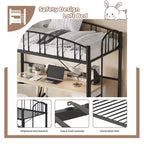 Lit mezzanine compact pour chambre à coucher - Construction métallique robuste - Lattes en acier solides - Design moderne pour enfants, adolescents et adultes