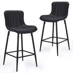 HomeRoots Set of Two 27 Black Faux Leather and Metal Low Back Counter Height Bar Chairs