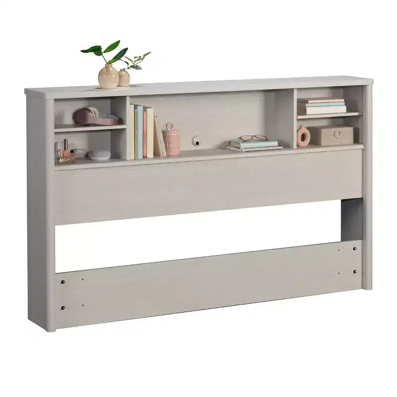 Tête de lit bibliothèque en bois moderne GDFStudio Tetsuya pour lit double/grand lit avec compartiment de rangement spacieux
