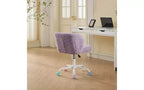 Chaise de bureau ergonomique TUYOHW avec assise large, chaise de vanité en laine d'alpaga artificielle avec dossier enveloppant, chaise de bureau pivotante réglable