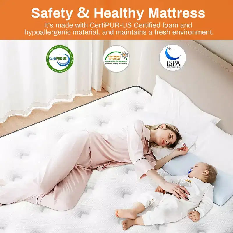 Matelas Queen en boîte 14 pouces, mousse à mémoire de forme au gel et ressorts ensachés, matelas hybride mi-ferme, soutien dorsal et isolation des mouvements, lit rafraîchissant pour les personnes dormant sur le côté
