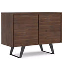 Mitchell SOLID ACACIA WOOD 41 inch Wide Rectangle Modern Industrial 2 Door Sideboard Buffet in Distressed Charcoal Brown