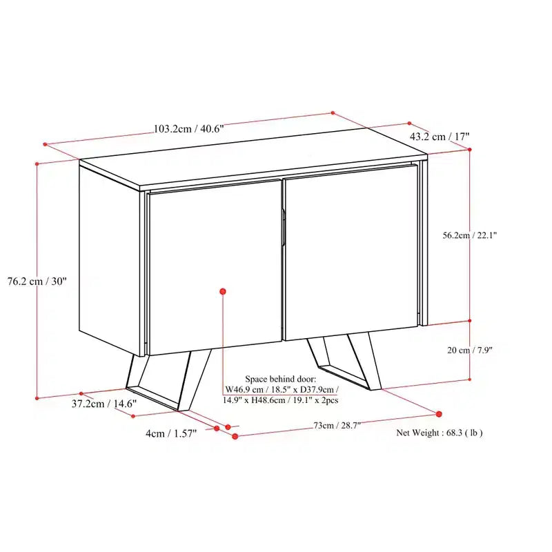 Mitchell Buffet rectangulaire moderne industriel 2 portes en bois d'acacia massif de 41 pouces de large, couleur marron charbon vieilli