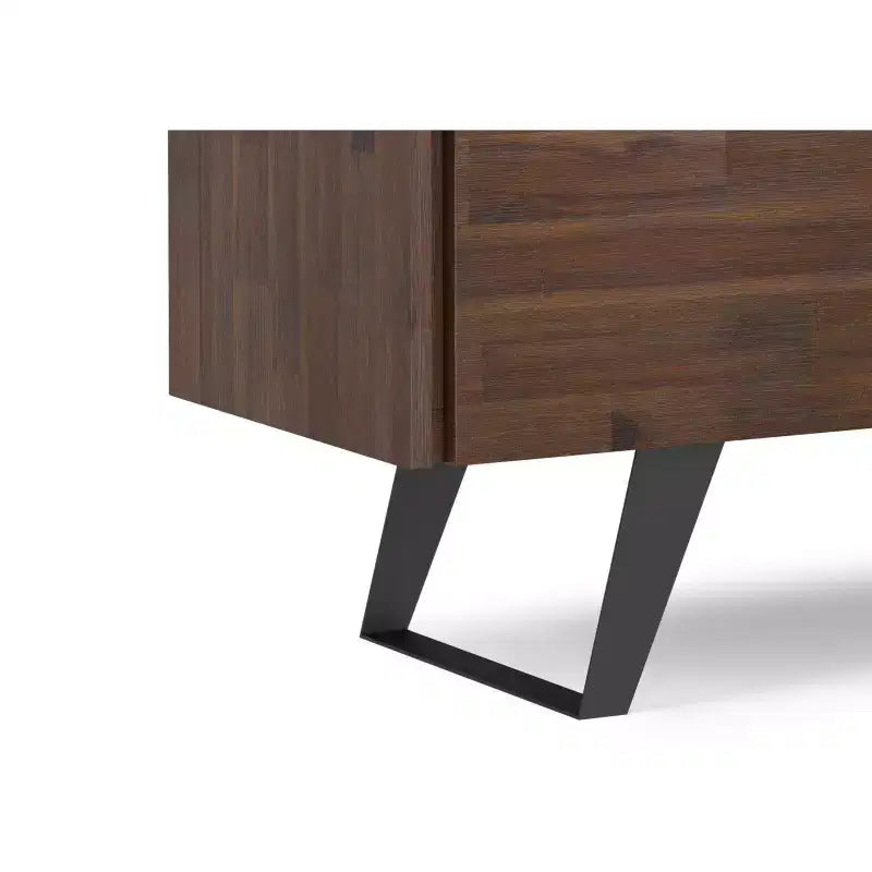 Mitchell Buffet rectangulaire moderne industriel 2 portes en bois d'acacia massif de 41 pouces de large, couleur marron charbon vieilli