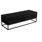 Banc de rangement Okak 58.6 avec base en métal et grand espace de rangement, banc d'entrée capitonné, banc de bout de lit pour salon, chambre à coucher