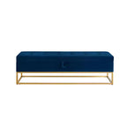 Banc de rangement Okak 58.6 avec base en métal et grand espace de rangement, banc d'entrée capitonné, banc de bout de lit pour salon, chambre à coucher