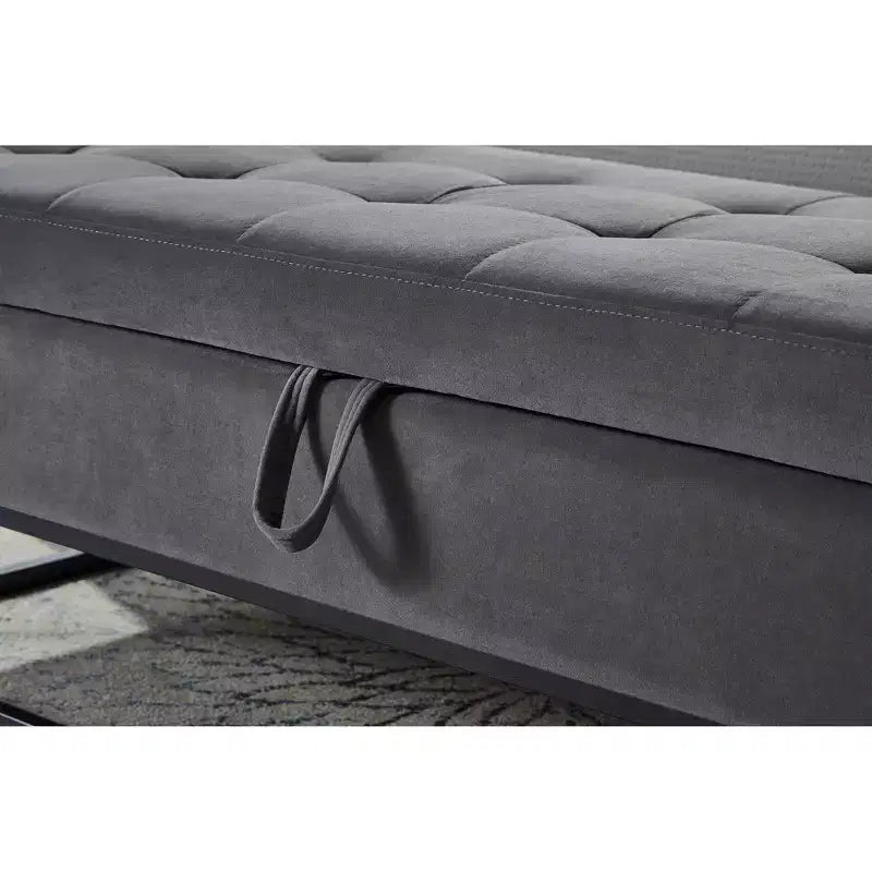 Banc de rangement Okak 58.6 avec base en métal et grand espace de rangement, banc d'entrée capitonné, banc de bout de lit pour salon, chambre à coucher