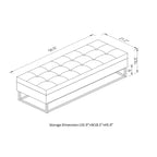 Banc de rangement Okak 58.6 avec base en métal et grand espace de rangement, banc d'entrée capitonné, banc de bout de lit pour salon, chambre à coucher