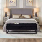 Banc de rangement Okak 58.6 avec base en métal et grand espace de rangement, banc d'entrée capitonné, banc de bout de lit pour salon, chambre à coucher