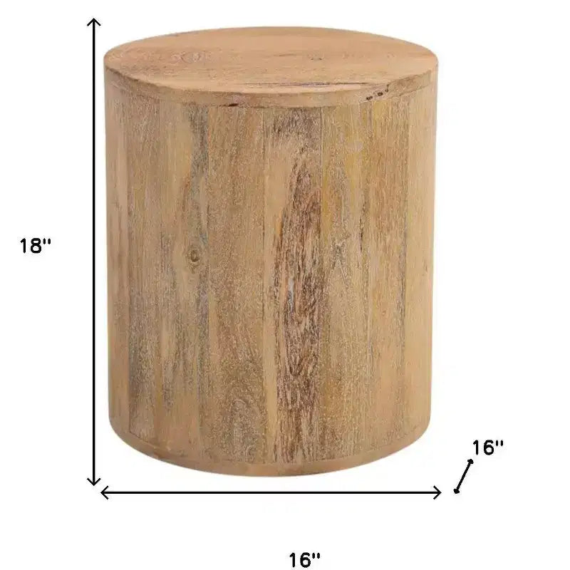 HomeRoots Table d'appoint ronde à pieds croisés en bois massif marron 24 po