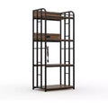 Acekool Kitchen Bakers Rack with Adjustable Shelves and Wheels, 4-Tier Microwave Cart Stand with Optional Power Outlet for Home Storage