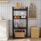 Étagère de Cuisine Acekool avec Étagères Réglables et Roues, Chariot à Micro-Ondes à 4 Niveaux avec Prise Électrique Optionnelle pour Rangement Domestique