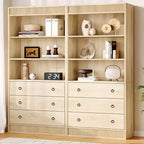 Bibliothèque cannelée avec tiroirs, étagère haute à 6 niveaux avec armoire de rangement, étagère ouverte à design ondulé pour salon, garde-manger de cuisine