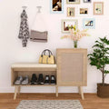 2-in-1 Shoe Storage Bench Shoe Cabinet with 2 Adjustable Shelves and Removable Seat Cushion, Modern Entryway Bench, Shoe Storage Organizer