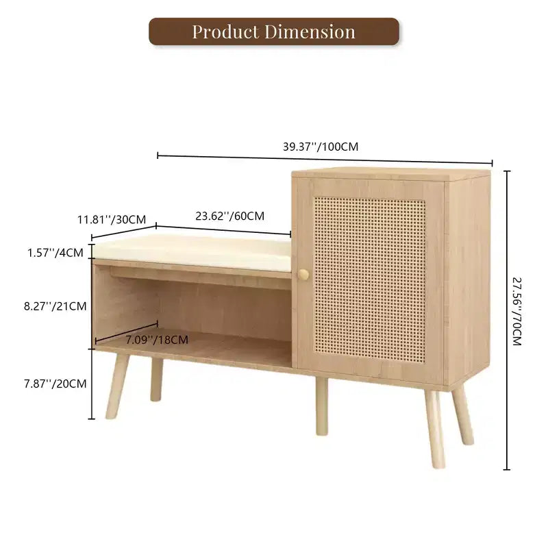 Banc de rangement à chaussures 2 en 1 avec 2 étagères réglables et coussin d'assise amovible, banc d'entrée moderne, organisateur de rangement à chaussures