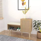 Banc de rangement à chaussures 2 en 1 avec 2 étagères réglables et coussin d'assise amovible, banc d'entrée moderne, organisateur de rangement à chaussures