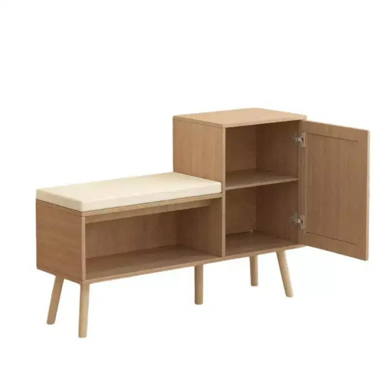 Banc de rangement à chaussures 2 en 1 avec 2 étagères réglables et coussin d'assise amovible, banc d'entrée moderne, organisateur de rangement à chaussures