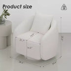 Chaise d'appoint pivotante TUYOHW, fauteuil club rotatif avec coussin de dossier, cadre en bois massif, chaise rembourrée en tissu teddy pour salon, chambre, bureau