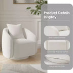 Chaise d'appoint pivotante TUYOHW, fauteuil club rotatif avec coussin de dossier, cadre en bois massif, chaise rembourrée en tissu teddy pour salon, chambre, bureau