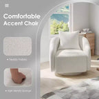 Chaise d'appoint pivotante TUYOHW, fauteuil club rotatif avec coussin de dossier, cadre en bois massif, chaise rembourrée en tissu teddy pour salon, chambre, bureau