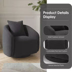 Chaise d'appoint pivotante TUYOHW, fauteuil club rotatif avec coussin de dossier, cadre en bois massif, chaise rembourrée en tissu teddy pour salon, chambre, bureau