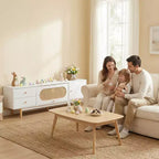 Meuble TV JVNOXK de 70 pouces pour téléviseurs de 80 pouces et moins, console TV minimaliste avec tiroirs, meuble multimédia pour salon et chambre à coucher