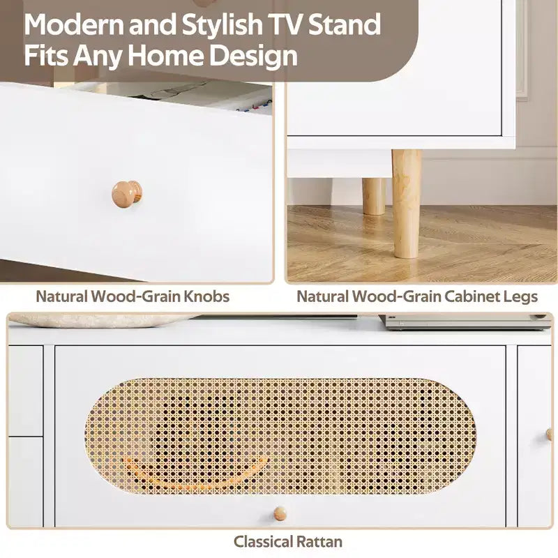 Meuble TV JVNOXK de 70 pouces pour téléviseurs de 80 pouces et moins, console TV minimaliste avec tiroirs, meuble multimédia pour salon et chambre à coucher