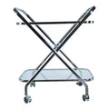 HomeRoots 26 Silver Metal and Glass Rolling Bar Cart