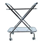 HomeRoots 26 Silver Metal and Glass Rolling Bar Cart