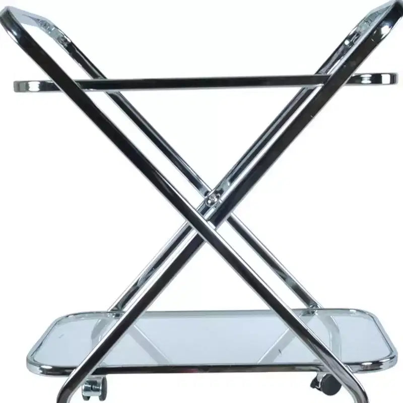 Chariot de bar roulant HomeRoots 26 en métal argenté et verre