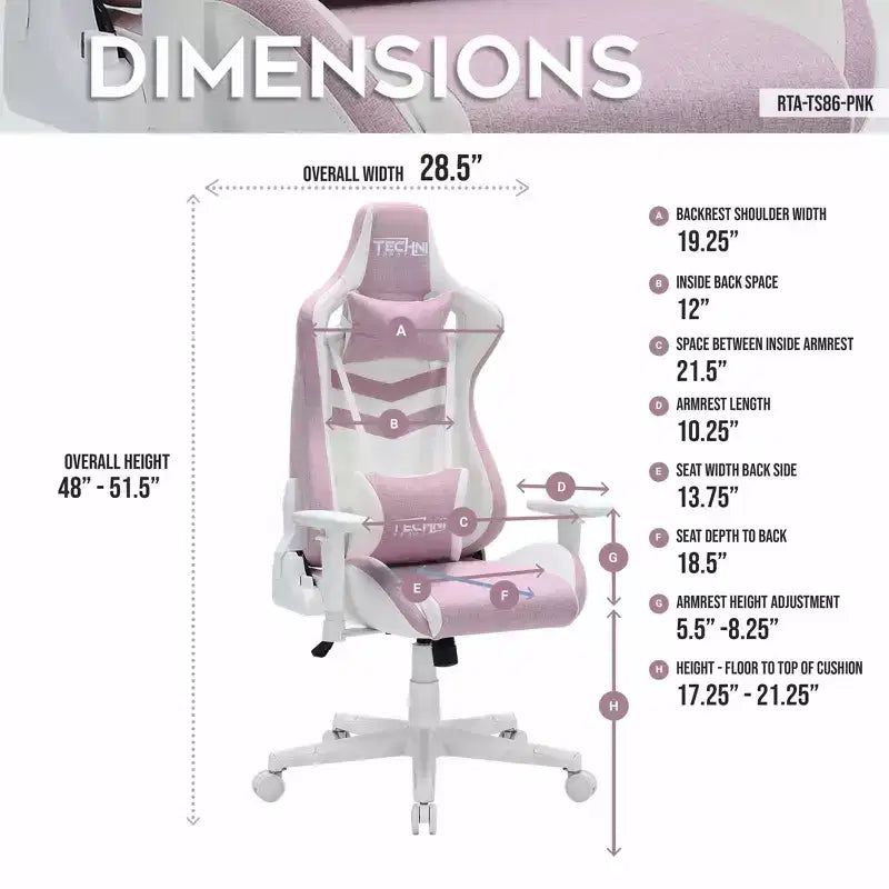 TUYOHW Chaise de jeu pivotante de 136 kg avec hauteur réglable, oreiller lombaire et appui-tête, roulettes, fauteuil de bureau ergonomique pour le bureau et la maison