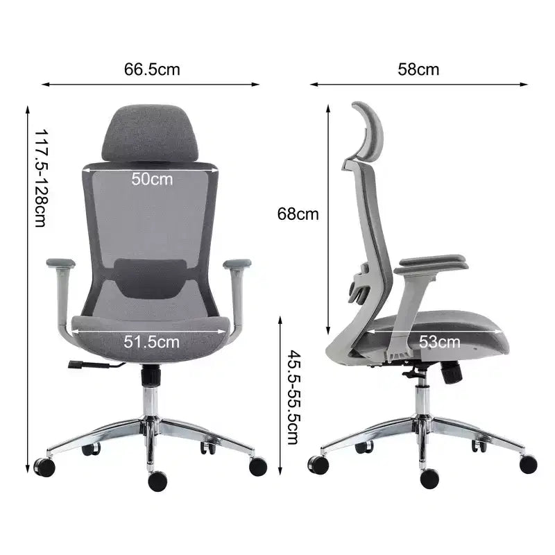Chaise de bureau ergonomique TUYOHW avec dossier haut en maille, inclinable à 120° et pivotante à 360°, chaise d'ordinateur à base en nylon avec roulettes, hauteur réglable
