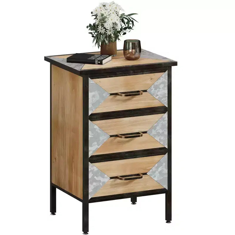 Meuble de rangement moderne en bois à 3 tiroirs, Console autonome, Organisateur polyvalent pour Entrée, Chambre, Couloir et plus